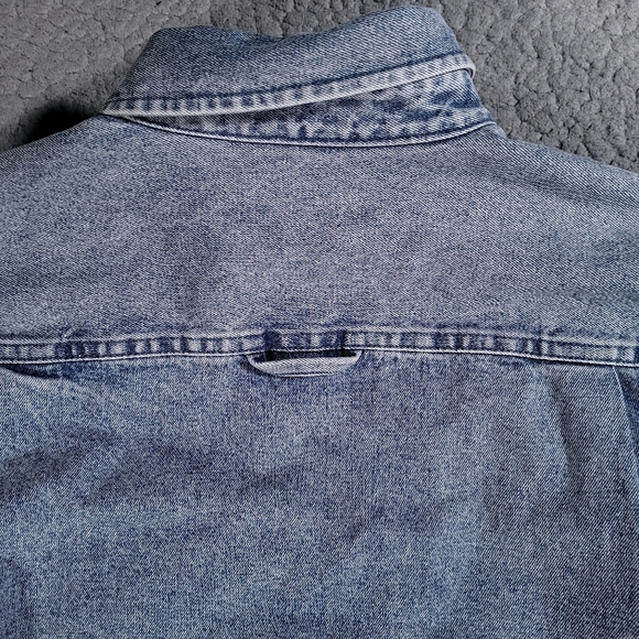 Chic Joc Shirt Mens 40 Blue Heavyweight Denim Cotton Long Sleeve Designer Button - Picture 8 of 9